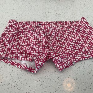 Mr Turk Geometric Print Pink and White Mens swim suite Size Small
